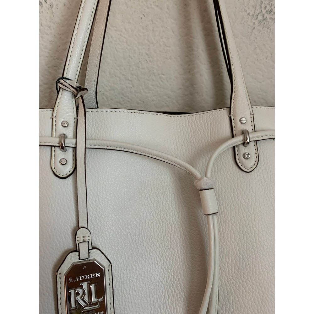 Lauren Ralph Lauren White Leather Eyelet Tote Shoulder Bag NWT - Picture 8 of 16